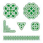 Set of traditional Celtic symbols, knots, braids isolated on white