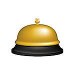 Service bell in black and golden design on white background