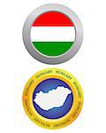 button as a symbol HUNGARY flag and map on a white background