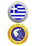 button as a symbol of Greece flag and map on a white background