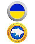 button as a symbol of Ukraine flag and map on a white background