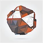 Abstract 3D geometric illustration. Gold sphere on white background.