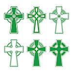 Celtic crosses green pattern set isolated on white