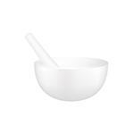 White mortar and pestle on white background