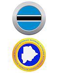 button as a symbol BOTSWANA flag and map on a white background