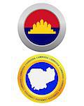 button as a symbol CAMBODIA flag and map on a white background