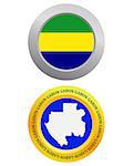 button as a symbol GABON flag and map on a white background