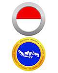 button as a symbol INDONESIA flag and map on a white background