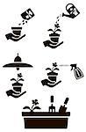 Set of symbols for the care of house plants