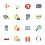 Logistics flat icons set vector graphic design