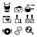 Vector icons set of traditional food in Switzerland isolated on white