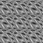 Design seamless monochrome warped grid wave pattern. Abstract volume textured background. Vector art. No gradient