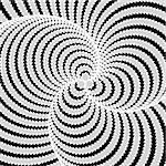 Design monochrome twirl circular movement illusion background. Abstract stripe distortion backdrop. Vector-art illustration. No gradient