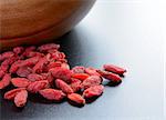 Heap of Dry Goji Berries on the Dark Table. Healthy Diet