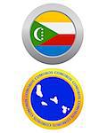 button as a symbol COMOROS flag and map on a white background