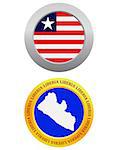button as a symbol LIBERIA flag and map on a white background
