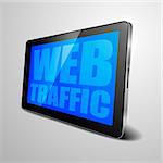 detailed illustration of a tablet computer device with Web Traffic text, eps10 vector