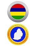 button as a symbol MAURITIUS flag and map on a white background