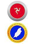 button as a symbol  Isle of Man flag and map on a white background