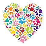Illustration of heart paw print on a white background.