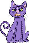 Cartoon Illustration of Funny Purple Cross Eyed Cat