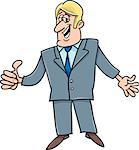 Cartoon Illustration of Happy Man or Businessman with OK Gesture