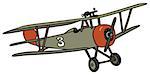 Hand drawing of a vintage military biplane - not a real model