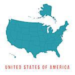 Map of USA with separable borders, isolated in white background
