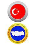 button as a symbol TURKEY flag and map on a white background