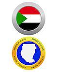 button as a symbol SUDAN flag and map on a white background