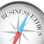 detailed illustration of a compass with business ethics text, eps10 vector
