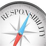 detailed illustration of a compass with responsibility text, eps10 vector