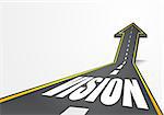 detailed illustration of a highway road going up as an arrow with vision text, eps10 vector