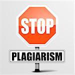 detailed illustration of a red stop Plagiarism sign, eps10 vector