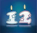 Birthday candle number 12 with flame - eps 10 vector illustration