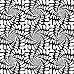 Design seamless monochrome movement illusion background. Abstract whirl distortion pattern. Vector-art illustration