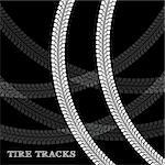 Tire track vector background in black and white style