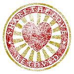 Illustration of heart symbol of love as a print on a white background.