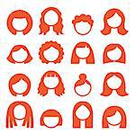 Vector icons set isolated on white - hairdresser, hair stylist