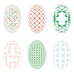 Illustration of six easter eggs on a white background