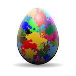Illustration of colorful Easter eggs on a white background.