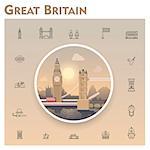 Set of the Great Britain traveling related icons