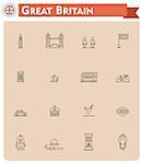 Set of the Great Britain traveling related icons