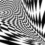 Design monochrome movement illusion checkered background. Abstract distortion backdrop. Vector-art illustration