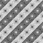 Design seamless monochrome spiral movement pattern. Abstract diagonal striped background. Vector art