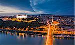 Bratislava, Slovakia - Panoramic View with the Castle and Old Town as Seen from Observation Deck the Bridge