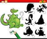 Cartoon Illustration of Education Shadow Matching Game for Preschool Children