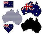 map flag and symbol of Australia on a white background