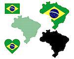 map and flag of Brazil symbol on a white background