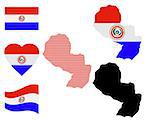 map flag and symbol of Paraguay on a white background